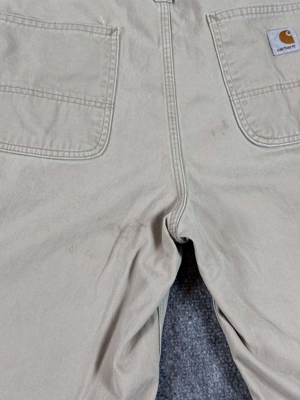 Carhartt Men’s Beige Canvas Cargo Shorts Cotton Relaxed Fit Faded Shorts Size 32 - Picture 7 of 10